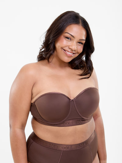 Plus-Size Moulded Strapless Multiway Bra in Chocolate for Women - Oola Lingerie