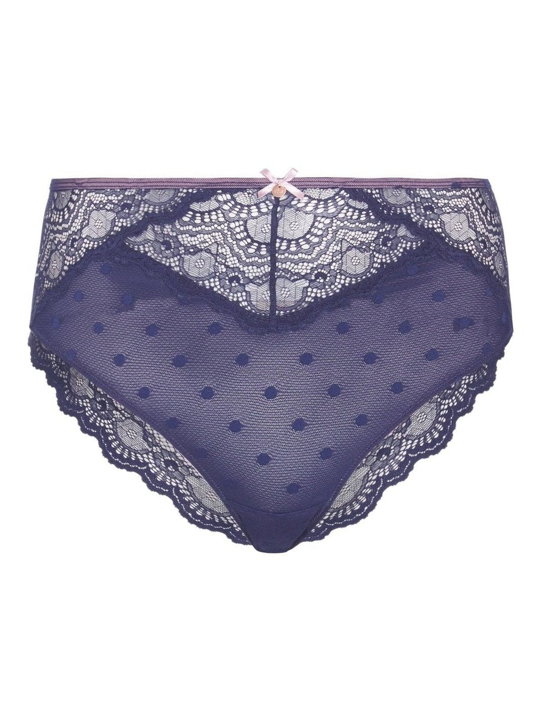 Navy High Waist Knicker - Elegant Spot and Lace Underwear – Oola